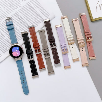 For Samsung Galaxy Watch5 40mm / 44mm Grooved Genuine Leather Watch Band(Brown) by bashfashion