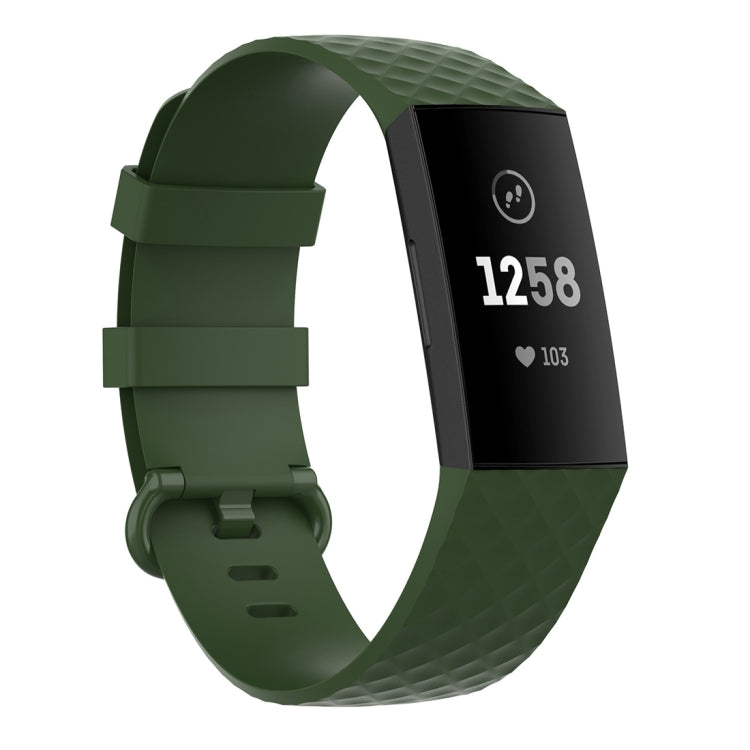 Color Buckle TPU Wrist Strap Watch Band for Fitbit Charge 4 / Charge 3 / Charge 3 SE, Size: S(Olive Green) by bashfashion