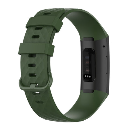 Color Buckle TPU Wrist Strap Watch Band for Fitbit Charge 4 / Charge 3 / Charge 3 SE, Size: S(Olive Green) by bashfashion