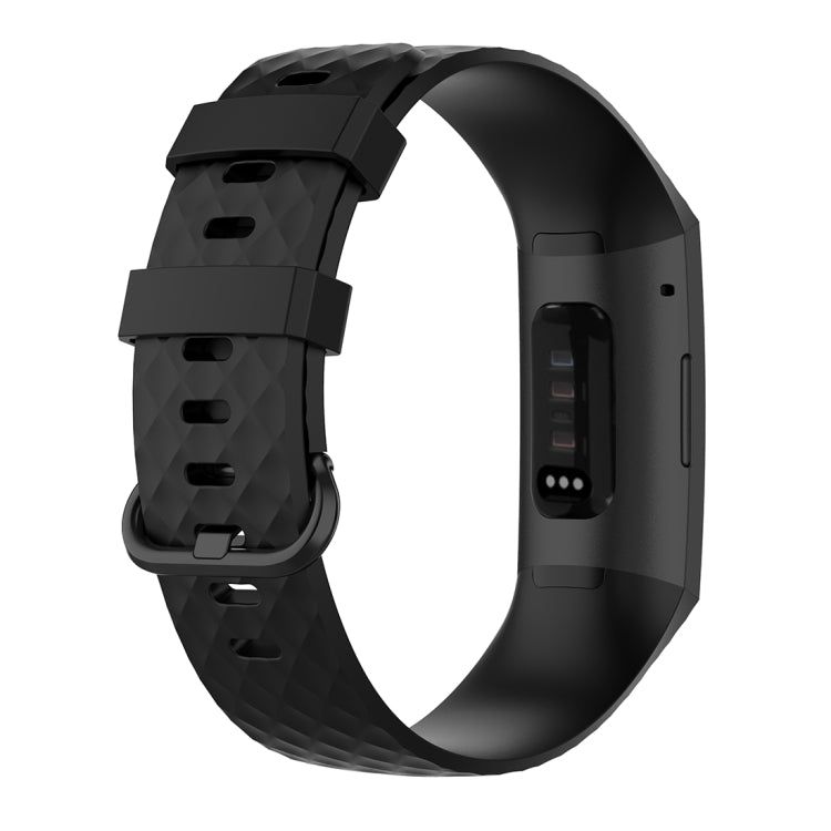 Color Buckle TPU Wrist Strap Watch Band for Fitbit Charge 4 / Charge 3 / Charge 3 SE, Size: S(Black) by bashfashion