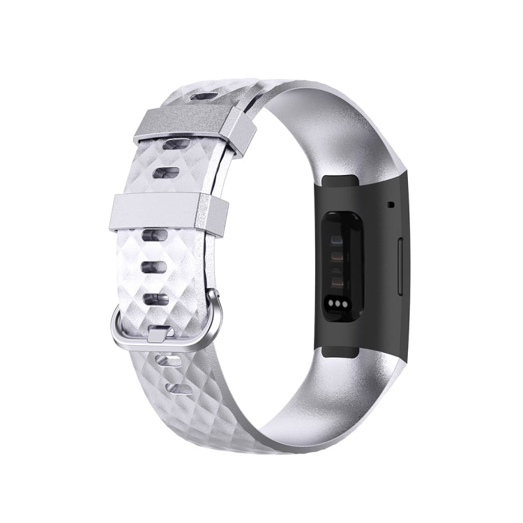 Color Buckle TPU Wrist Strap Watch Band for Fitbit Charge 4 / Charge 3 / Charge 3 SE, Size: S(Silver) by bashfashion