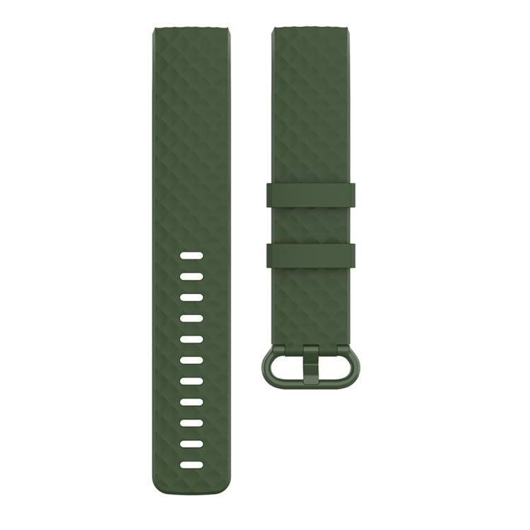 Color Buckle TPU Wrist Strap Watch Band for Fitbit Charge 4 / Charge 3 / Charge 3 SE, Size: L(Olive Green) by bashfashion