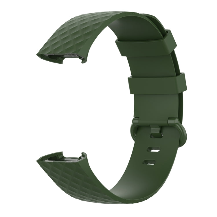 Color Buckle TPU Wrist Strap Watch Band for Fitbit Charge 4 / Charge 3 / Charge 3 SE, Size: L(Olive Green) by bashfashion