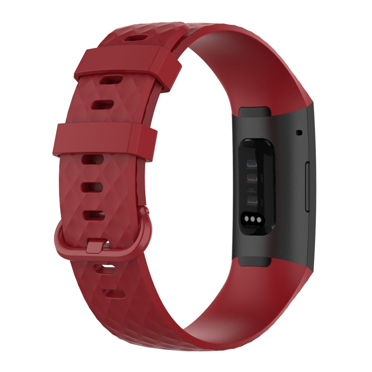 Color Buckle TPU Wrist Strap Watch Band for Fitbit Charge 4 / Charge 3 / Charge 3 SE, Size: L(Red) by bashfashion