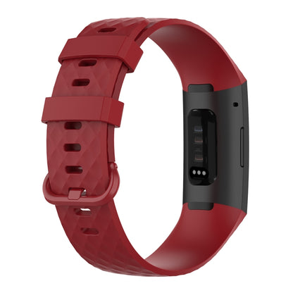 Color Buckle TPU Wrist Strap Watch Band for Fitbit Charge 4 / Charge 3 / Charge 3 SE, Size: L(Red) by bashfashion