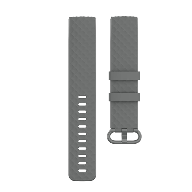 Color Buckle TPU Wrist Strap Watch Band for Fitbit Charge 4 / Charge 3 / Charge 3 SE, Size: L(Gray) by bashfashion