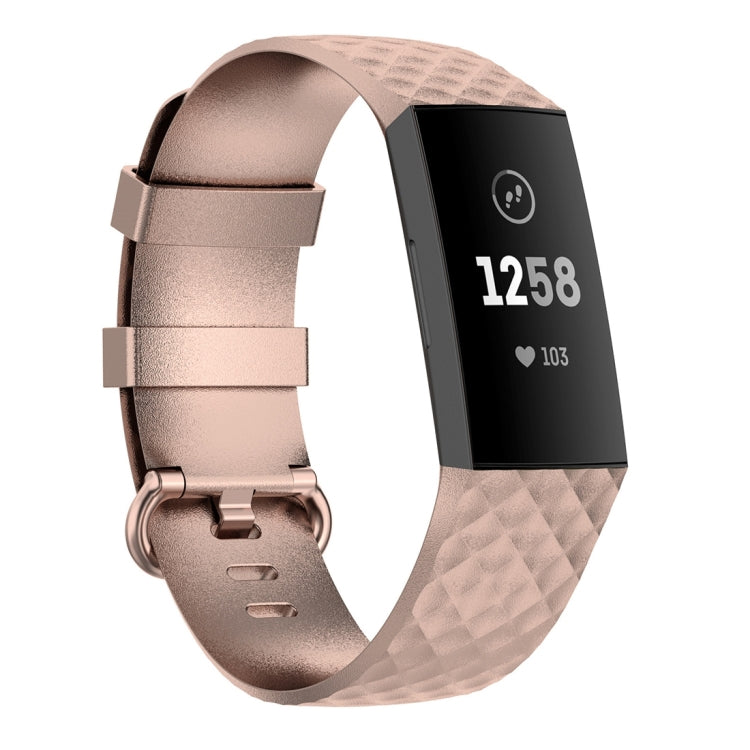 Color Buckle TPU Wrist Strap Watch Band for Fitbit Charge 4 / Charge 3 / Charge 3 SE, Size: L(Rose Gold) by bashfashion
