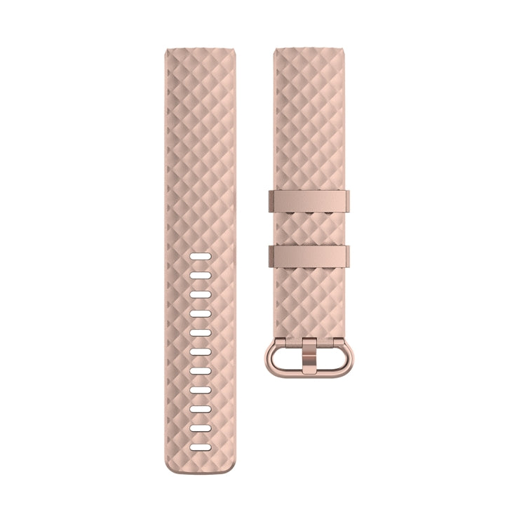 Color Buckle TPU Wrist Strap Watch Band for Fitbit Charge 4 / Charge 3 / Charge 3 SE, Size: L(Rose Gold) by bashfashion