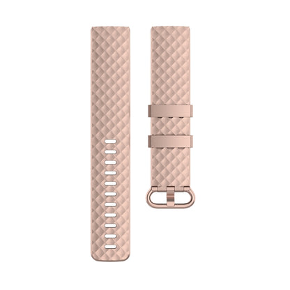 Color Buckle TPU Wrist Strap Watch Band for Fitbit Charge 4 / Charge 3 / Charge 3 SE, Size: L(Rose Gold) by bashfashion
