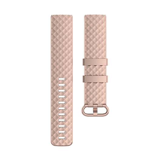 Color Buckle TPU Wrist Strap Watch Band for Fitbit Charge 4 / Charge 3 / Charge 3 SE, Size: L(Rose Gold) by bashfashion