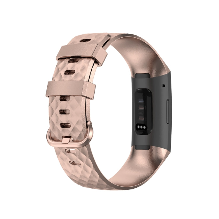 Color Buckle TPU Wrist Strap Watch Band for Fitbit Charge 4 / Charge 3 / Charge 3 SE, Size: L(Rose Gold) by bashfashion