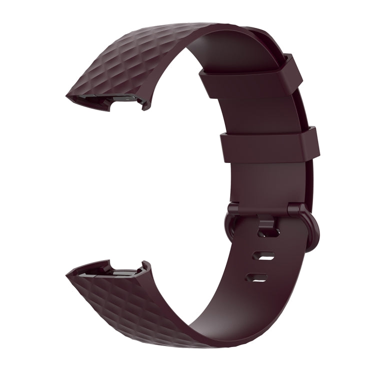 Color Buckle TPU Wrist Strap Watch Band for Fitbit Charge 4 / Charge 3 / Charge 3 SE, Size: L(Rosewood) by bashfashion