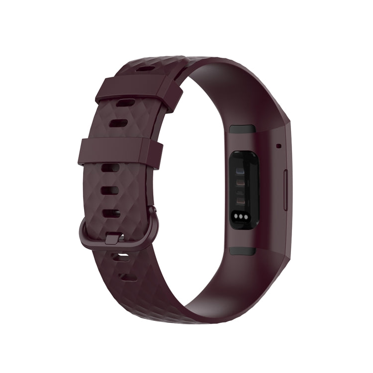 Color Buckle TPU Wrist Strap Watch Band for Fitbit Charge 4 / Charge 3 / Charge 3 SE, Size: L(Rosewood) by bashfashion