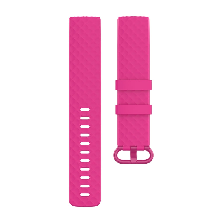 Color Buckle TPU Wrist Strap Watch Band for Fitbit Charge 4 / Charge 3 / Charge 3 SE, Size: L(Rose Red) by bashfashion