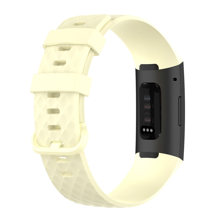 Color Buckle TPU Wrist Strap Watch Band for Fitbit Charge 4 / Charge 3 / Charge 3 SE, Size: L(Light Yellow) by bashfashion