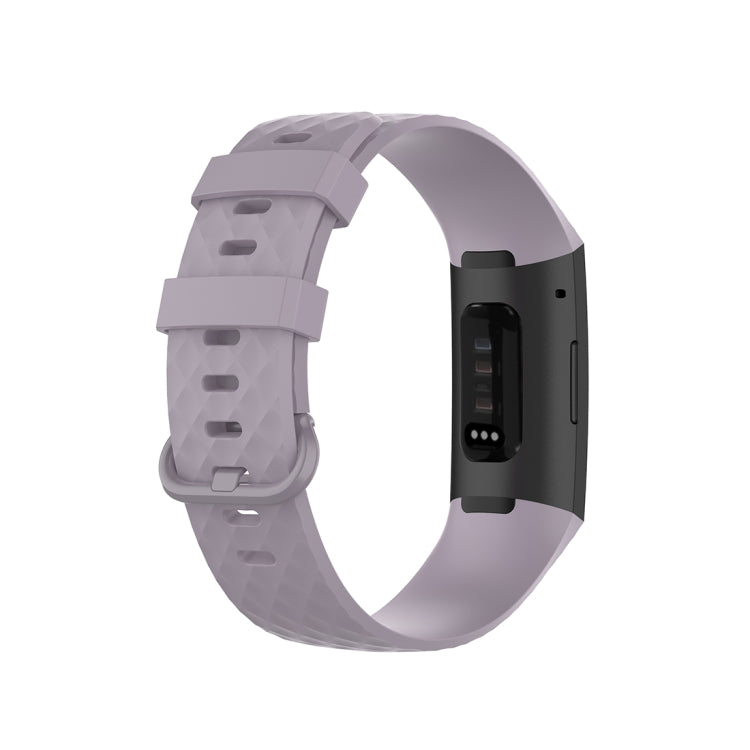 Color Buckle TPU Wrist Strap Watch Band for Fitbit Charge 4 / Charge 3 / Charge 3 SE, Size: L(Light Purple) by bashfashion