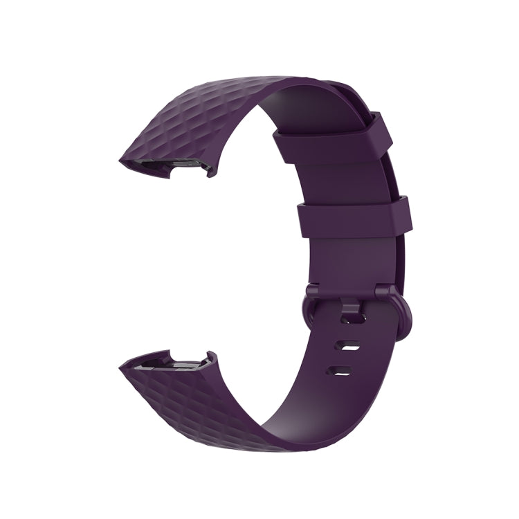 Color Buckle TPU Wrist Strap Watch Band for Fitbit Charge 4 / Charge 3 / Charge 3 SE, Size: L(Dark Purple) by bashfashion