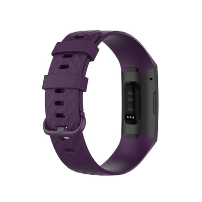 Color Buckle TPU Wrist Strap Watch Band for Fitbit Charge 4 / Charge 3 / Charge 3 SE, Size: L(Dark Purple) by bashfashion