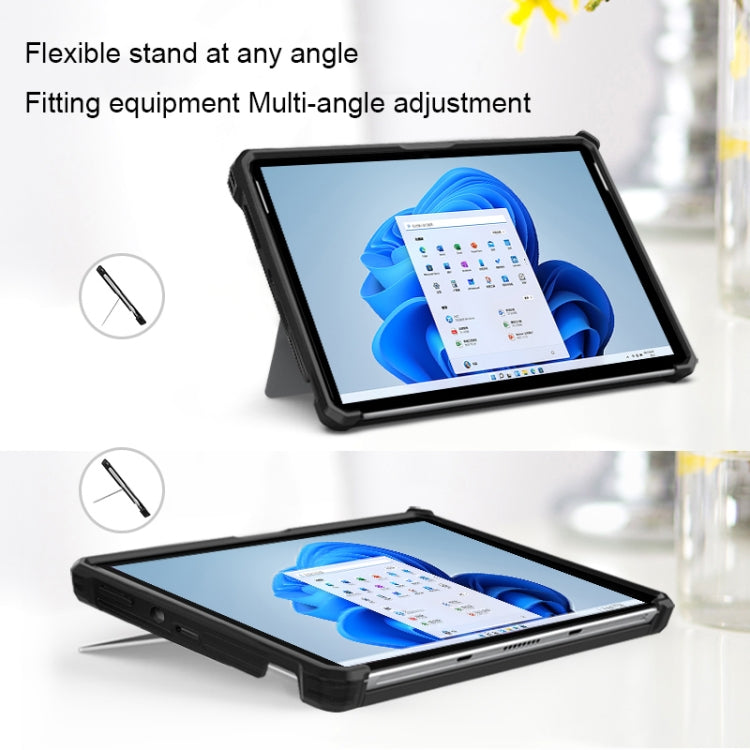 For Microsoft Surface Pro 9 Striped Hollow Tablet Case with Holder Cover(Black) by bashfashion