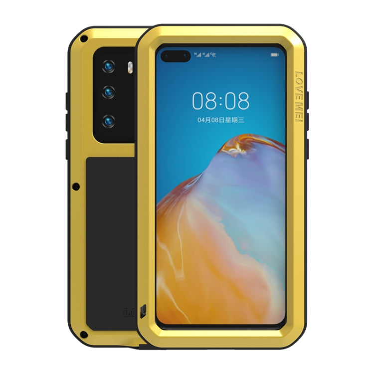 For Huawei P40 LOVE MEI Metal Shockproof Waterproof Dustproof Protective Case(Yellow) by LOVE MEI