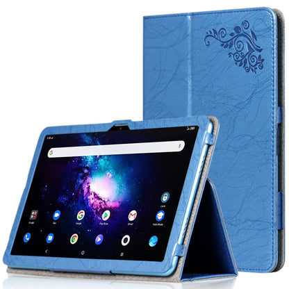For TCL 10 TabMax 4G Printed Leather Tablet Case with Holder(Blue) by bashfashion