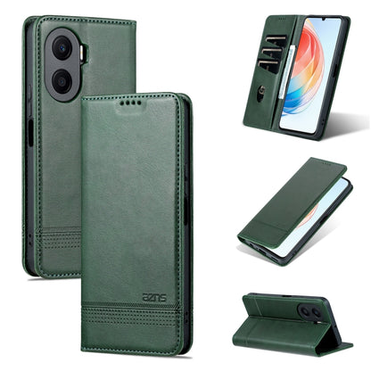 For Honor Play 40 Plus AZNS Magnetic Calf Texture Flip Leather Phone Case(Dark Green) by AZNS