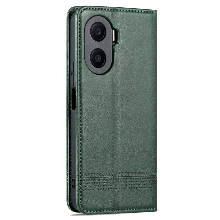 For Honor Play 40 Plus AZNS Magnetic Calf Texture Flip Leather Phone Case(Dark Green) by AZNS