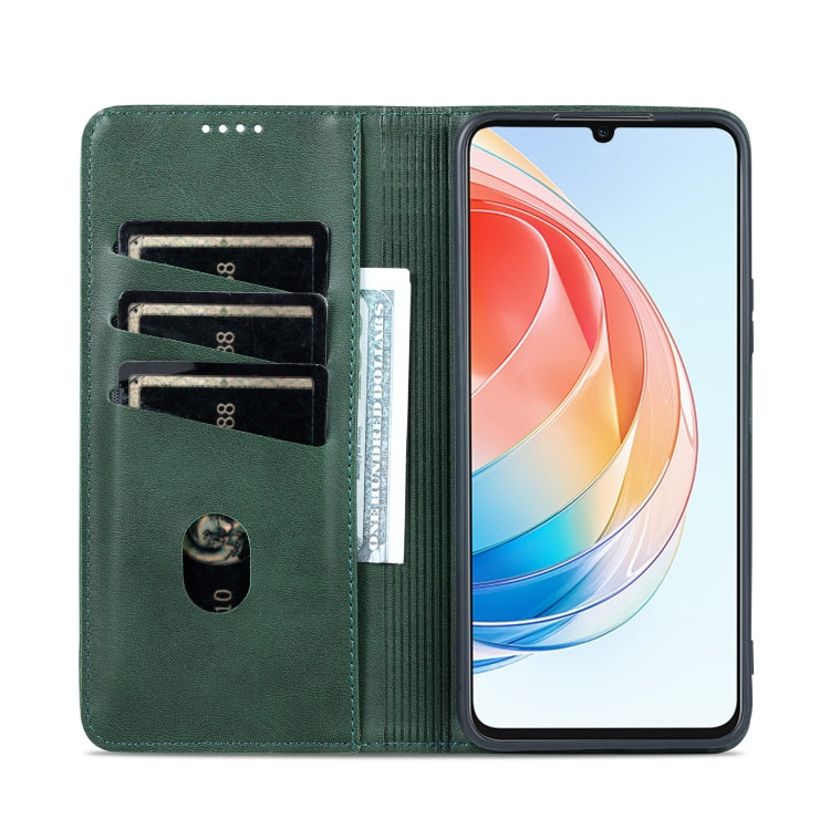 For Honor Play 40 Plus AZNS Magnetic Calf Texture Flip Leather Phone Case(Dark Green) by AZNS