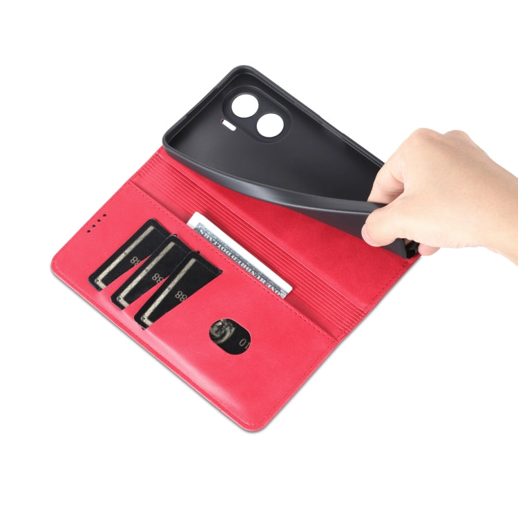 For Honor Play 40 Plus AZNS Magnetic Calf Texture Flip Leather Phone Case(Red) by AZNS