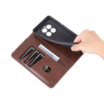 For Huawei Mate 50 / Mate 50E AZNS Magnetic Calf Texture Flip Leather Phone Case(Dark Brown) by AZNS