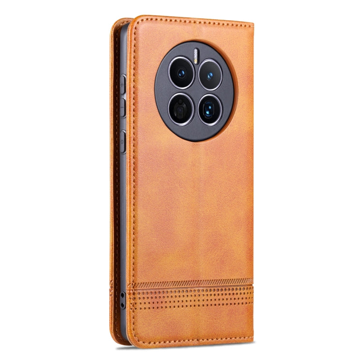 For Huawei Mate 50 / Mate 50E AZNS Magnetic Calf Texture Flip Leather Phone Case(Light Brown) by AZNS