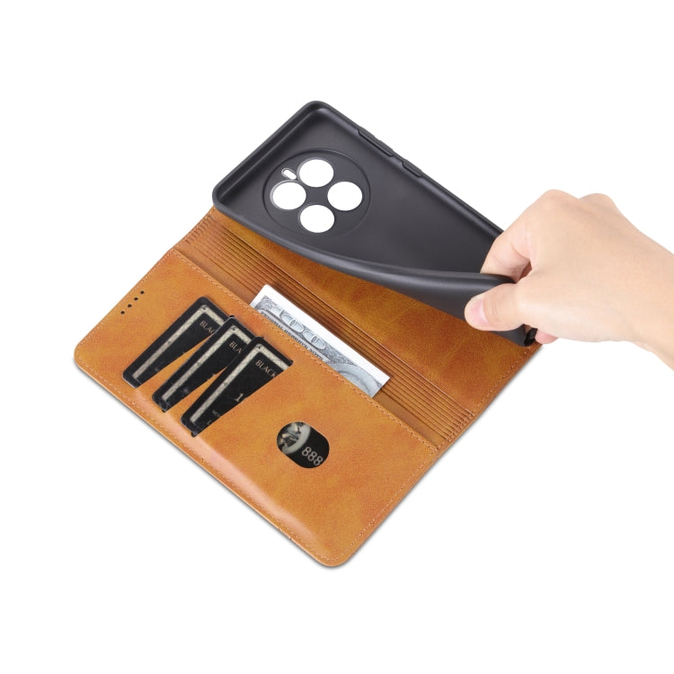 For Huawei Mate 50 / Mate 50E AZNS Magnetic Calf Texture Flip Leather Phone Case(Light Brown) by AZNS