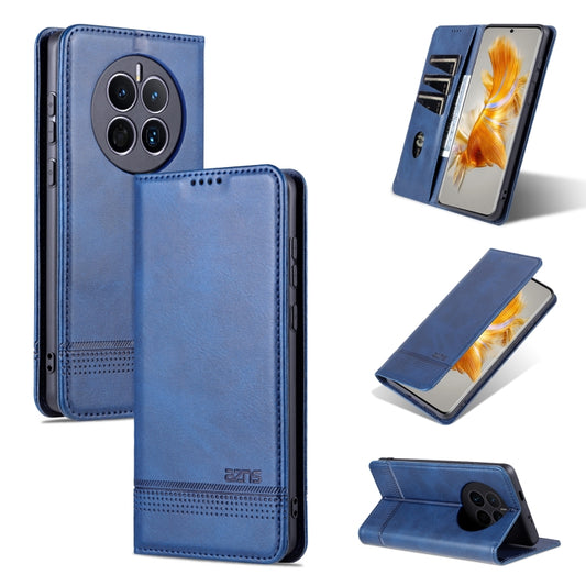 For Huawei Mate 50 / Mate 50E AZNS Magnetic Calf Texture Flip Leather Phone Case(Dark Blue) by AZNS