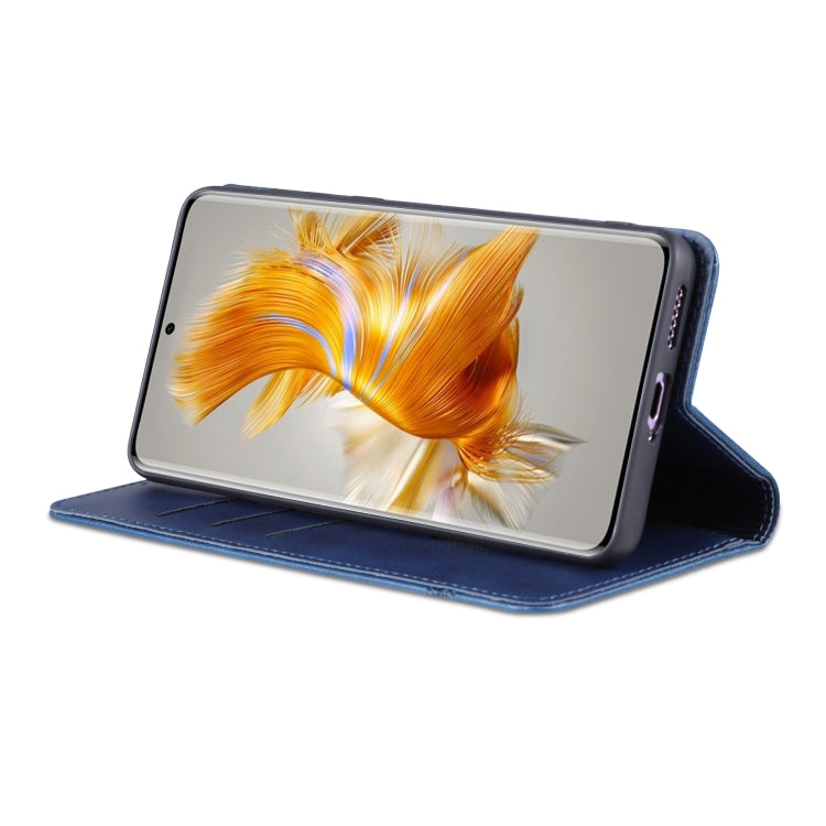 For Huawei Mate 50 / Mate 50E AZNS Magnetic Calf Texture Flip Leather Phone Case(Dark Blue) by AZNS