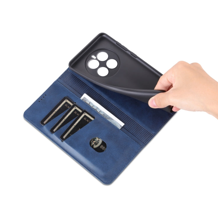 For Huawei Mate 50 / Mate 50E AZNS Magnetic Calf Texture Flip Leather Phone Case(Dark Blue) by AZNS