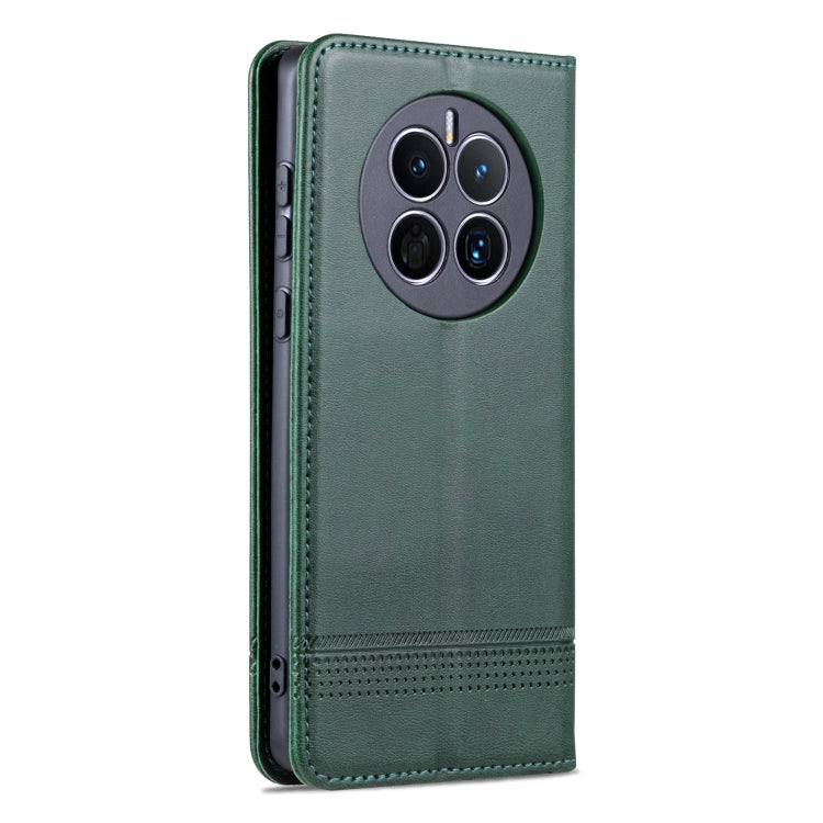For Huawei Mate 50 / Mate 50E AZNS Magnetic Calf Texture Flip Leather Phone Case(Dark Green) by AZNS