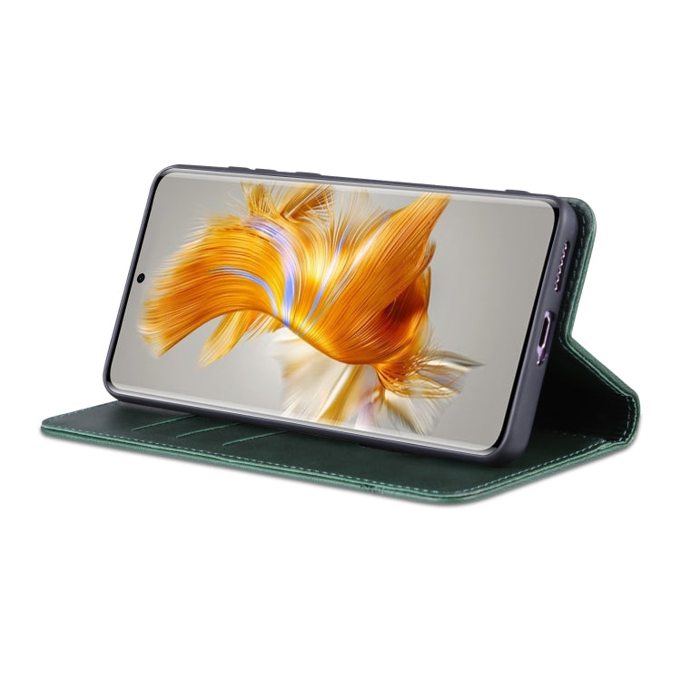 For Huawei Mate 50 / Mate 50E AZNS Magnetic Calf Texture Flip Leather Phone Case(Dark Green) by AZNS