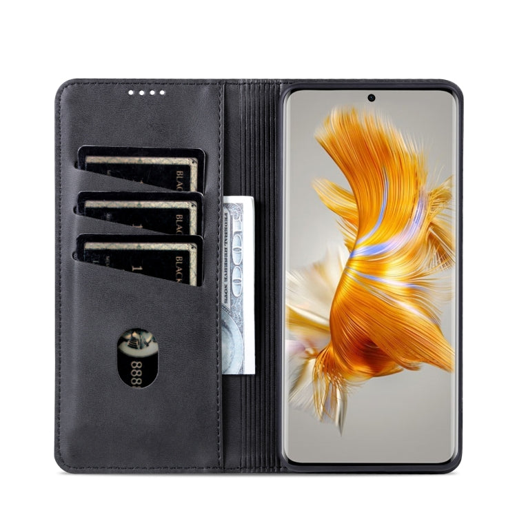 For Huawei Mate 50 / Mate 50E AZNS Magnetic Calf Texture Flip Leather Phone Case(Black) by AZNS