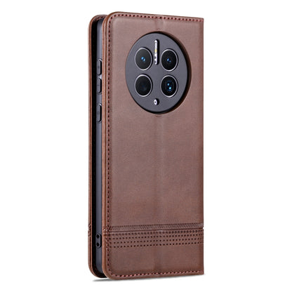 For Huawei Mate 50 Pro AZNS Magnetic Calf Texture Flip Leather Phone Case(Dark Brown) by AZNS