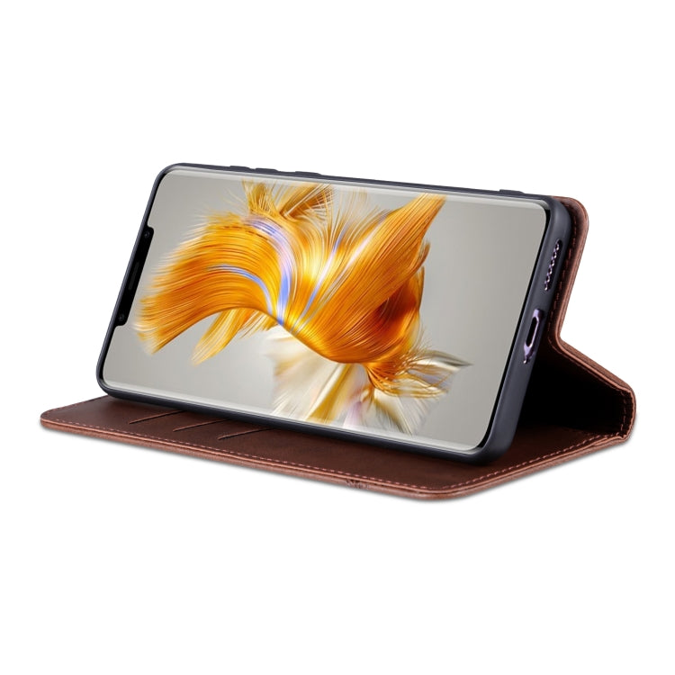 For Huawei Mate 50 Pro AZNS Magnetic Calf Texture Flip Leather Phone Case(Dark Brown) by AZNS