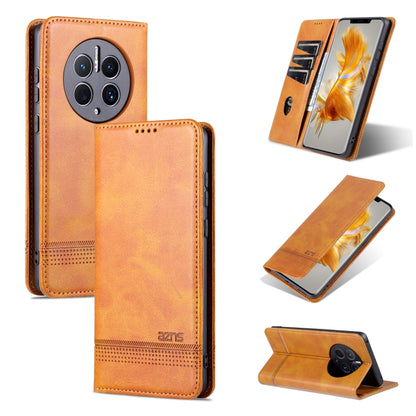 For Huawei Mate 50 Pro AZNS Magnetic Calf Texture Flip Leather Phone Case(Light Brown) by AZNS