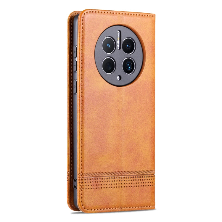 For Huawei Mate 50 Pro AZNS Magnetic Calf Texture Flip Leather Phone Case(Light Brown) by AZNS