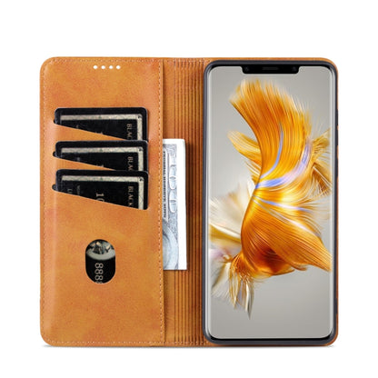 For Huawei Mate 50 Pro AZNS Magnetic Calf Texture Flip Leather Phone Case(Light Brown) by AZNS