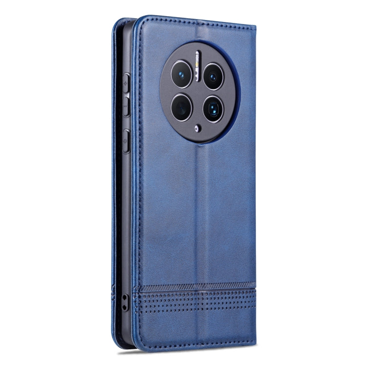 For Huawei Mate 50 Pro AZNS Magnetic Calf Texture Flip Leather Phone Case(Dark Blue) by AZNS