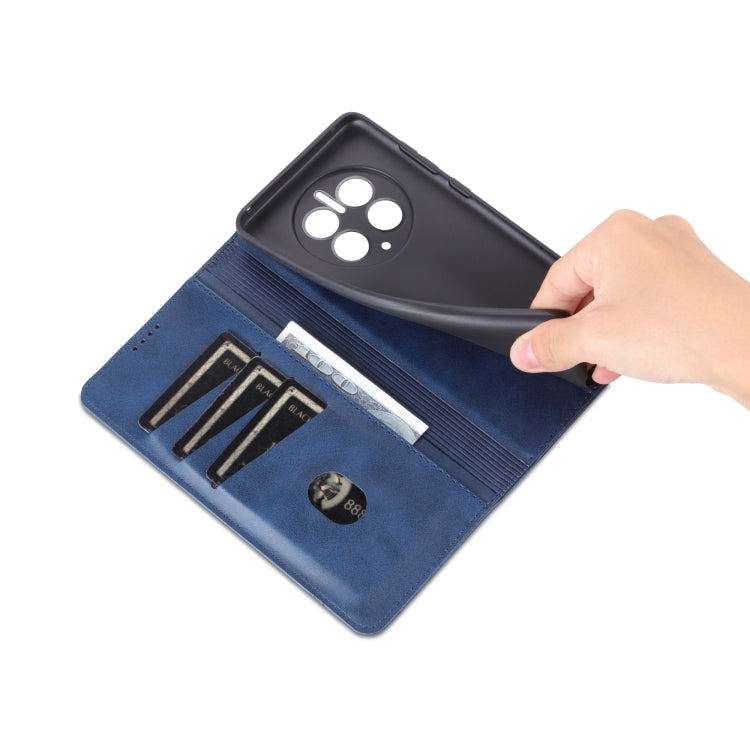 For Huawei Mate 50 Pro AZNS Magnetic Calf Texture Flip Leather Phone Case(Dark Blue) by AZNS