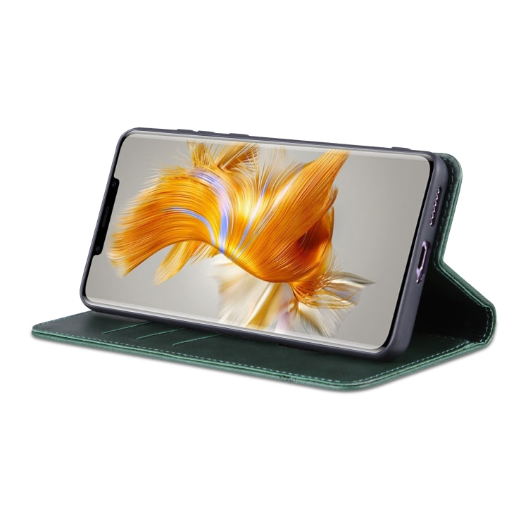 For Huawei Mate 50 Pro AZNS Magnetic Calf Texture Flip Leather Phone Case(Dark Green) by AZNS