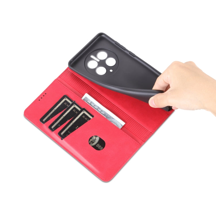 For Huawei Mate 50 Pro AZNS Magnetic Calf Texture Flip Leather Phone Case(Red) by AZNS