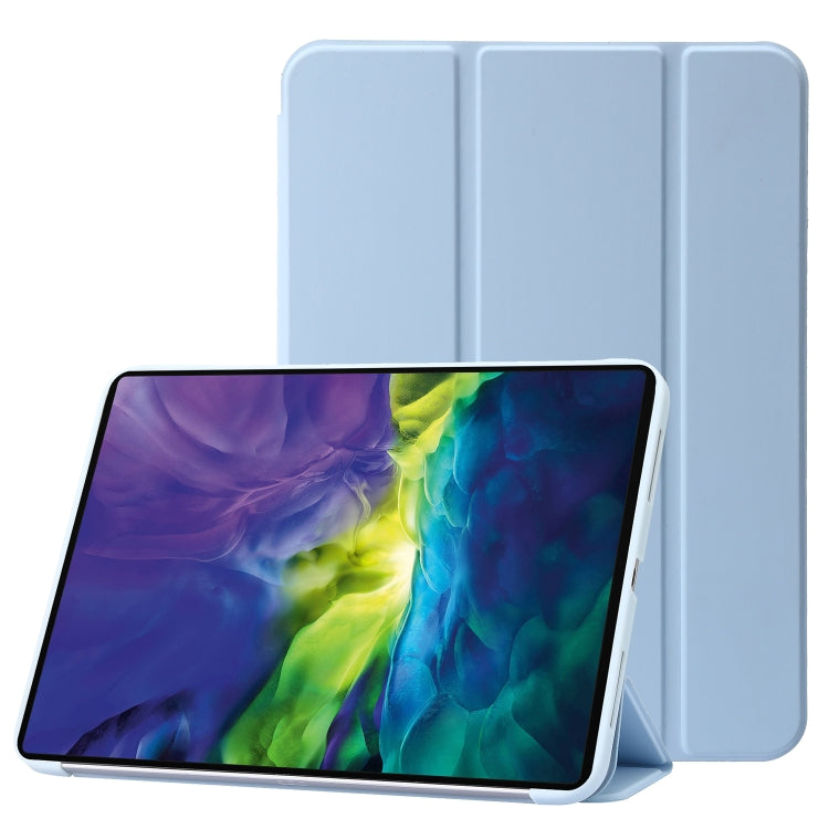 For iPad 2025 / 2022 Three-folding Holder Honeycomb Silicone + PU Smart Leather Tablet Case(Light Blue) by bashfashion