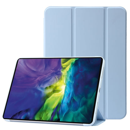 For iPad 2025 / 2022 Three-folding Holder Honeycomb Silicone + PU Smart Leather Tablet Case(Light Blue) by bashfashion