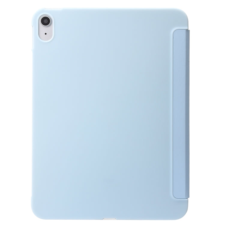For iPad 2025 / 2022 Three-folding Holder Honeycomb Silicone + PU Smart Leather Tablet Case(Light Blue) by bashfashion